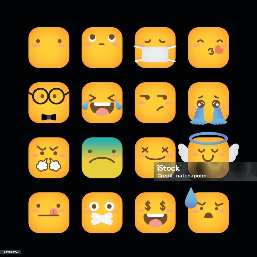 Bộ Hình Vuông Màu Vàng Emoji 2 Hình minh họa Sẵn có - Tải xuống ...