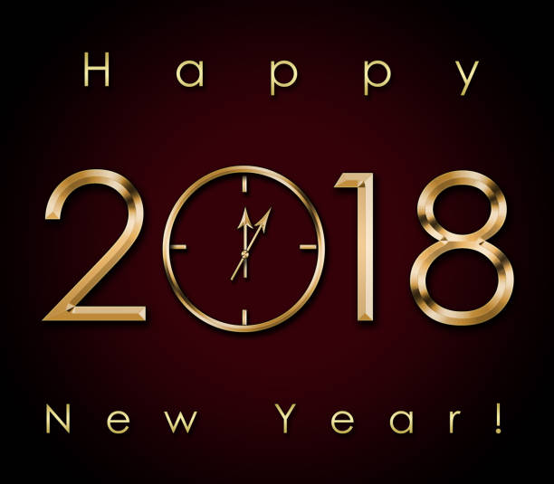 illustrations, cliparts, dessins animés et icônes de 2018 happy new year fond avec horloge or - 12 18 months illustrations