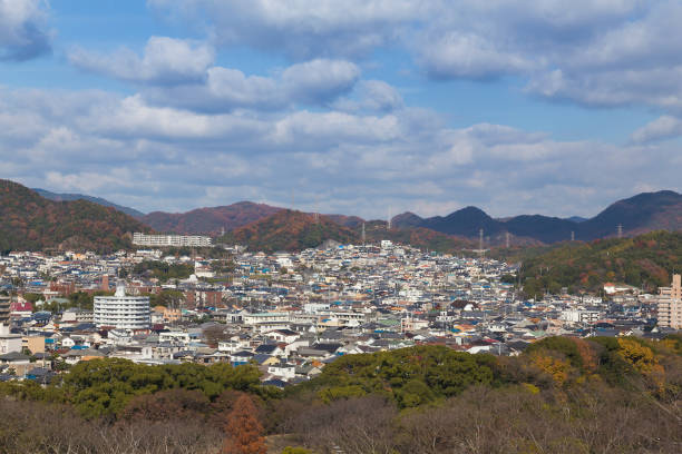 istock Osaka residence area cover with mountain around 689673506