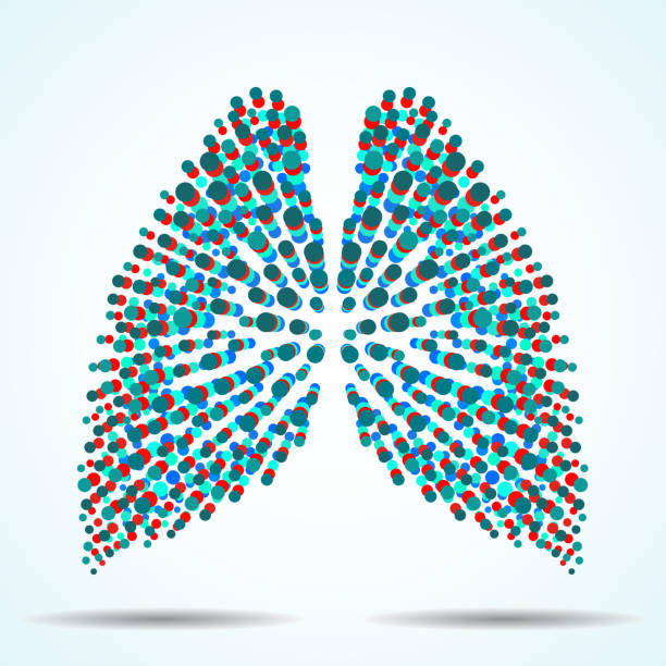 다채로운 원의 추상 인간의 폐 - bronchitis stock illustrations