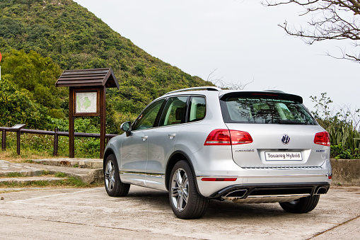 Hong Kong, China Feb 6, 2017 : Volkswagen Touareg Hybrid 2017 Test Drive Day on Feb 6 2017 in Hong Kong.