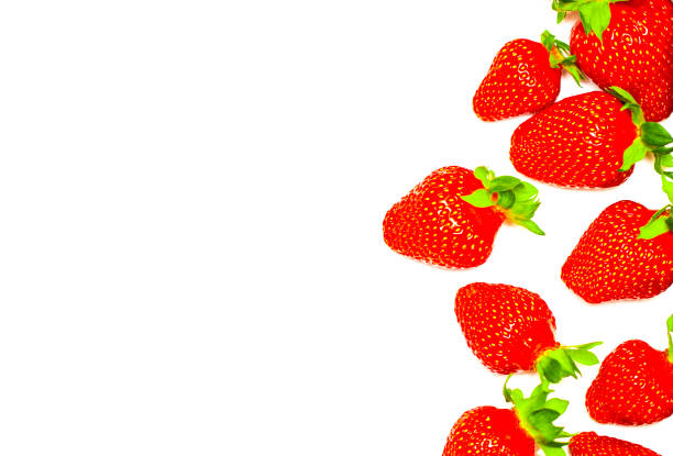 istock A set of fresh strawberry isolated on white background 689681636