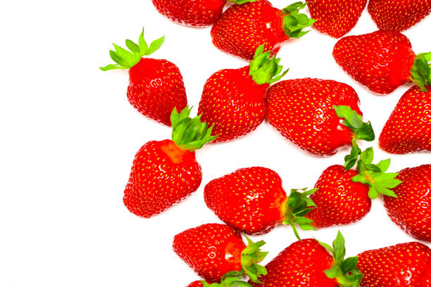 istock A set of fresh strawberry isolated on white background 689681664