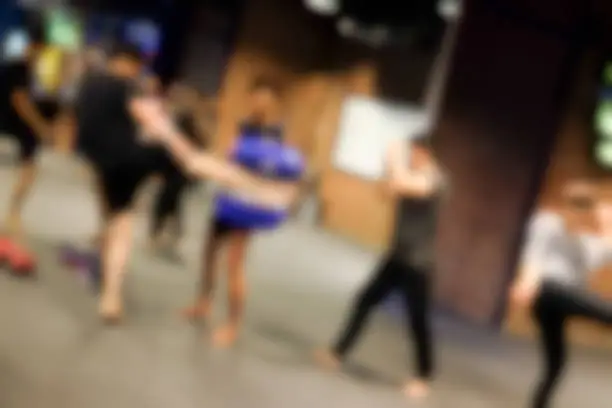 Abstract blur Thai boxing training in the gym (Muay-Thai)
