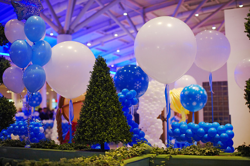 Balloons decorated interior of mall