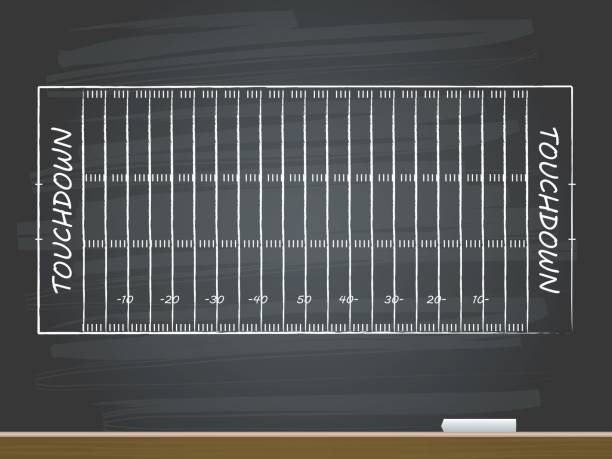 istock Chalk hand drawing with american football field. Vector illustration. 689691384