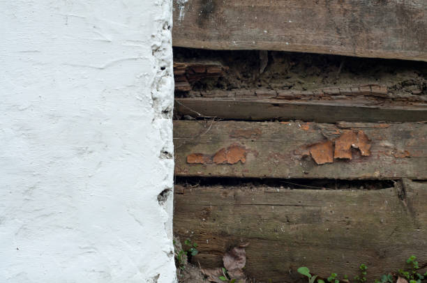 istock Old white wall with wooden boards 689691516