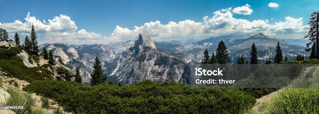 Half Dome, Yosemite National Park, USA Panorama view of Half Dome Yosemite National Park Stock Photo