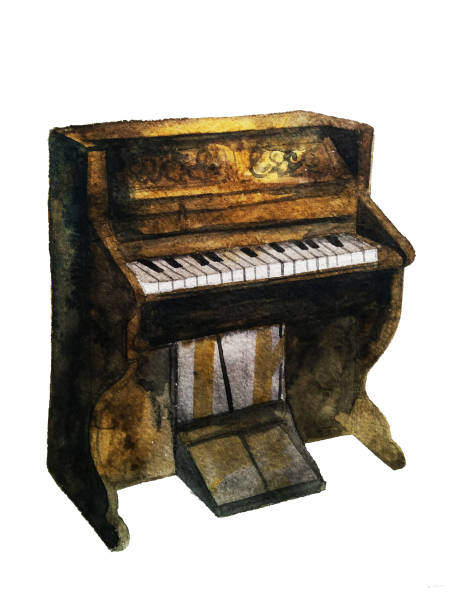 istock Vintage piano, hand drawing watercolor illustration 689695148