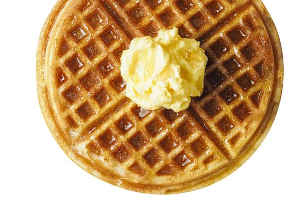 istock traditional classic belgium american waffle with butter and maple syrup 689698670