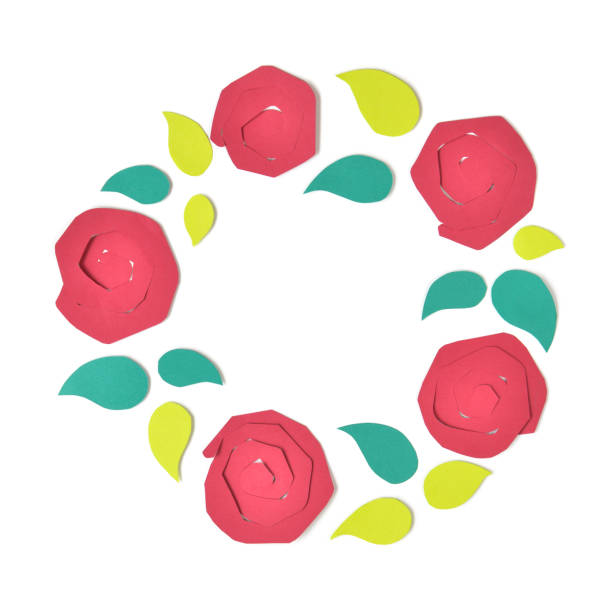 istock Red roses paper cut on white background 689705488