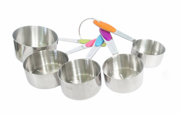 istock Set of stainless steel measuring spoons on white background 689705530