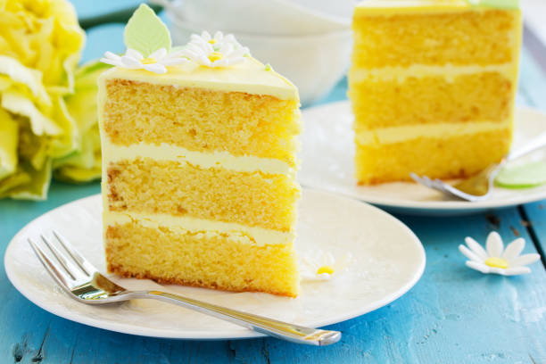istock A piece of lemon sponge cake on a plate. 689706692