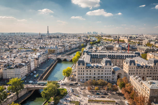 パリの街のパノラマビュー - eiffel tower tower paris france sunset ストックフォトと画像