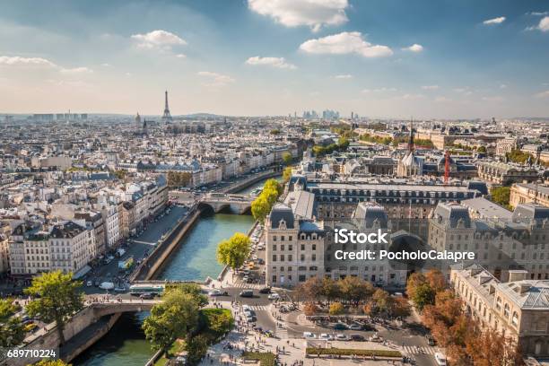 Panoramic View Of Paris Stock Photo - Download Image Now - Paris - France, Aerial View, City
