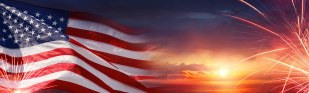 istock American Celebration Background With Us Flag 689715934
