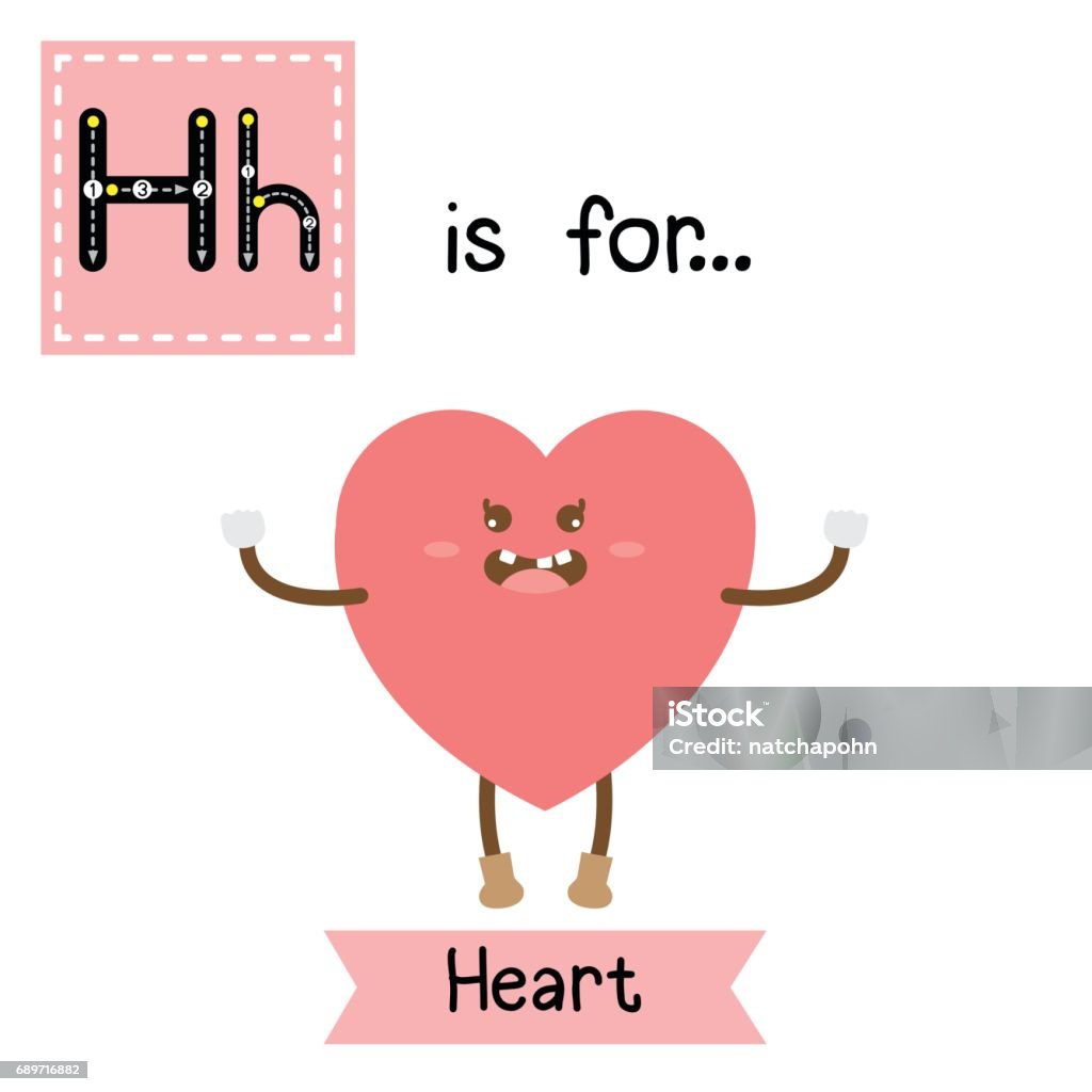 Letter H Tracing Heart Shape Stock Illustration - Download Image ...