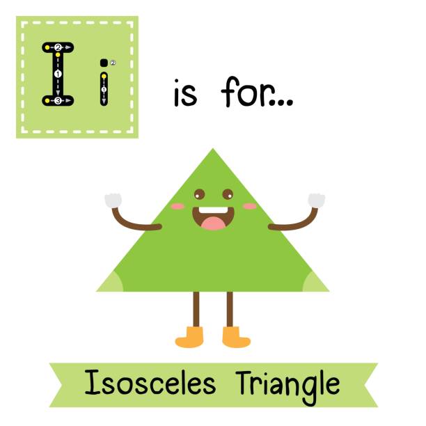 Letter I cute children colorful geometric shapes alphabet tracing flashcard of Isosceles Triangle for kids learning English vocabulary. Letter I cute children colorful geometric shapes alphabet tracing flashcard of Isosceles Triangle for kids learning English vocabulary. isosceles triangle stock illustrations