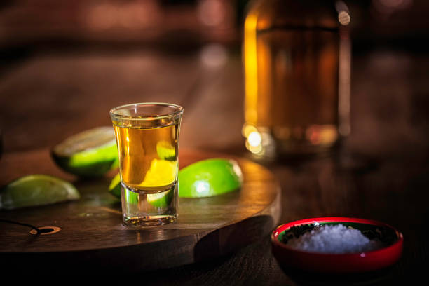 Tequila Shots with Salt and Lime Tequila Shots with Salt and Lime tequila shot stock pictures, royalty-free photos & images