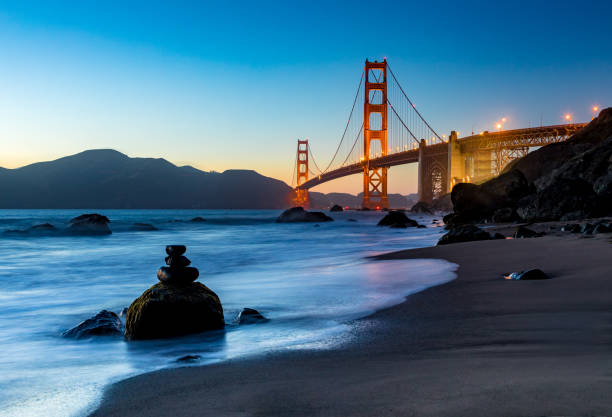 High quality stock photo of San Francisco's Marshall Beach, near Land's End and the furtest spot west in SF, located at the base of the Golden Gate Bridge