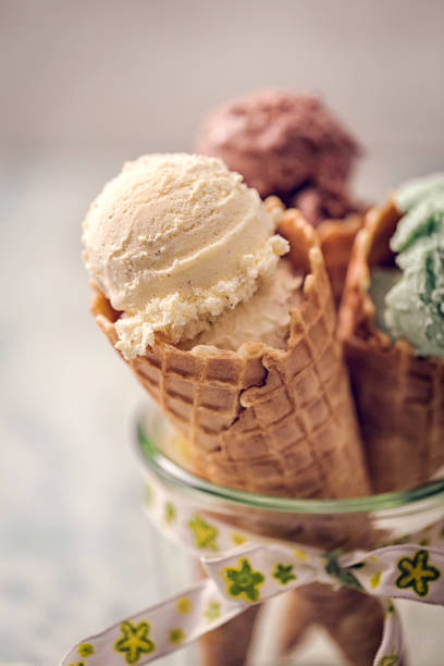istock Vanilla, Chocolate and Pistachio Ice Cream 689731928