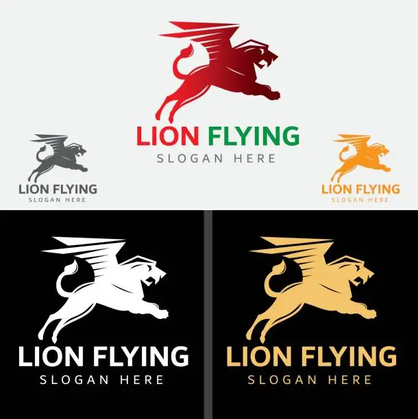Vector illustration of Lion Flying icon