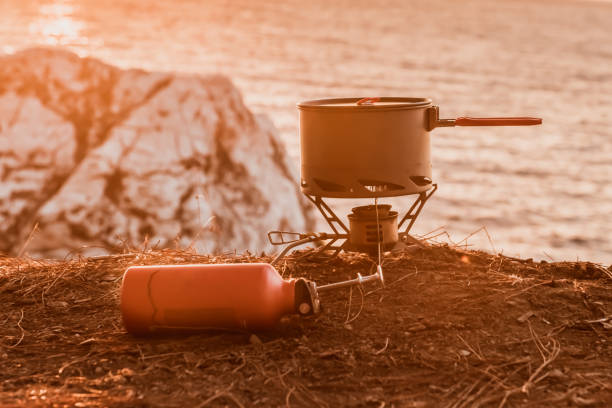 istock Tourist equipment and tools: camping gas 689745810