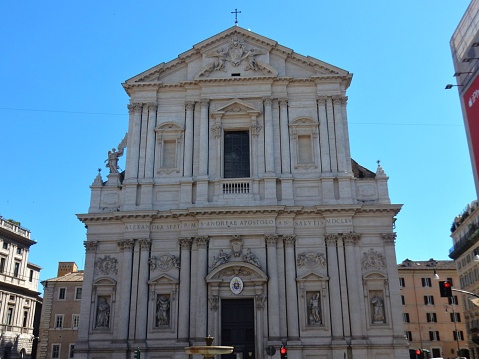 Rome, Lazio, Italy - May 15, 2017: Church of Sant'Andrea della Valle seen from the same square