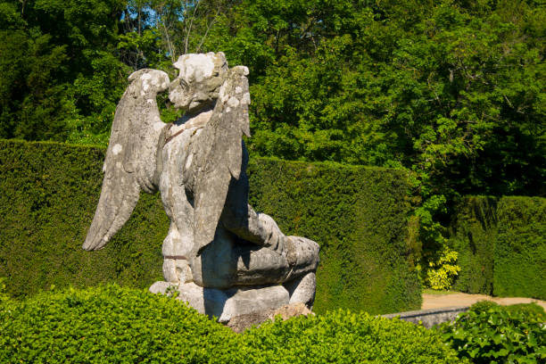 istock Angel, an old statue in the park 689755548