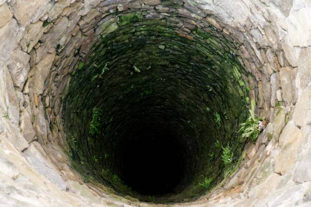 istock Deep water well in the town, inside. 689756418