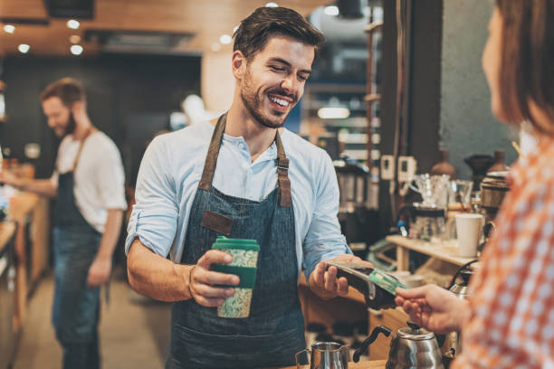 istock Fast and easy payment in the coffee shop 689759330