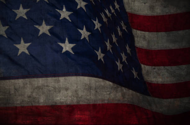 istock Closeup of grunge American flag 689759830