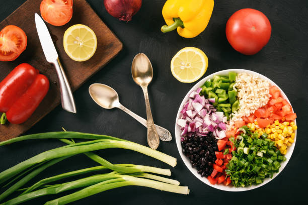 istock Mexican vegetable salad with black bean- cowboy caviar. 689780988