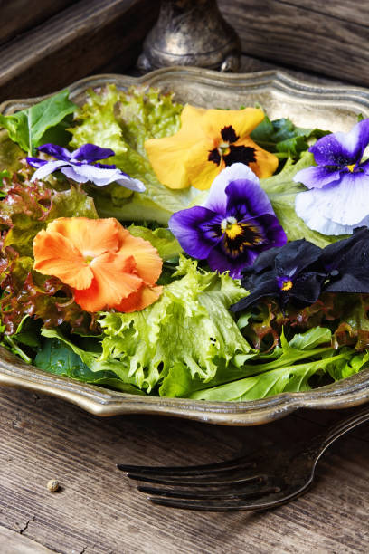 istock Salad with herb and flower 689781914