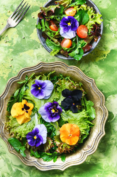 istock Healthy herbal salad with flower 689782054