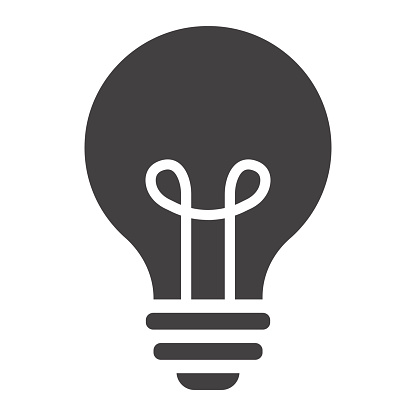 Light Bulb solid icon, lamp and idea, light vector graphics, a filled pattern on a white background, eps 10.