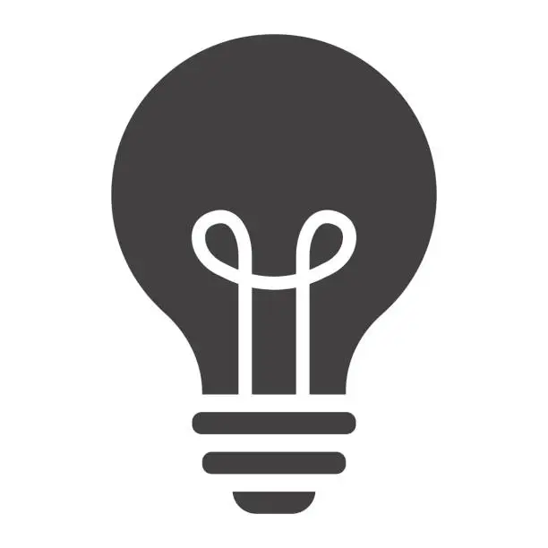 Vector illustration of Light Bulb solid icon, lamp and idea, light vector graphics, a filled pattern on a white background, eps 10.
