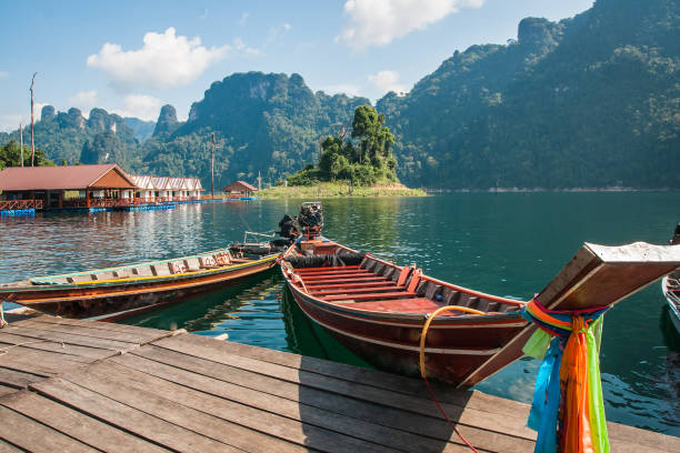 istock Floating houses and long tail boats at Chieou Laan lake 689792000