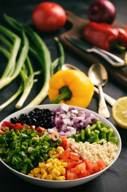 istock Mexican vegetable salad with black bean- cowboy caviar. 689793984