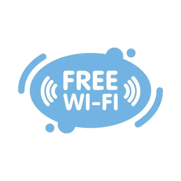 Vector illustration of Free wi-fi zone sign in abstract line blue background vector illustration