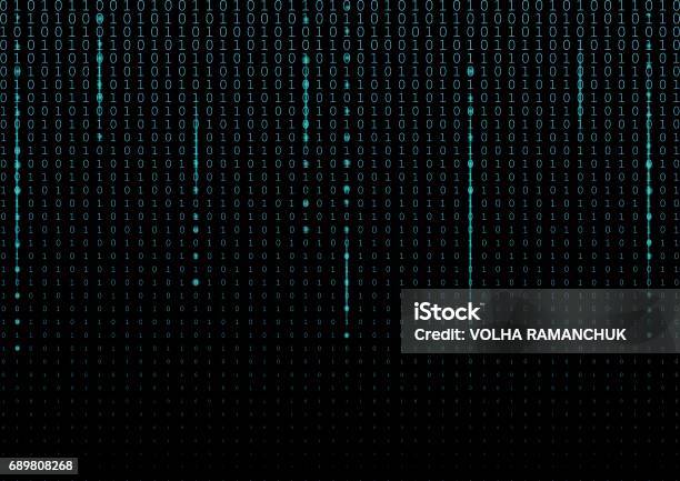 Binary Code Black And Cyan Blue Background Stock Illustration ...