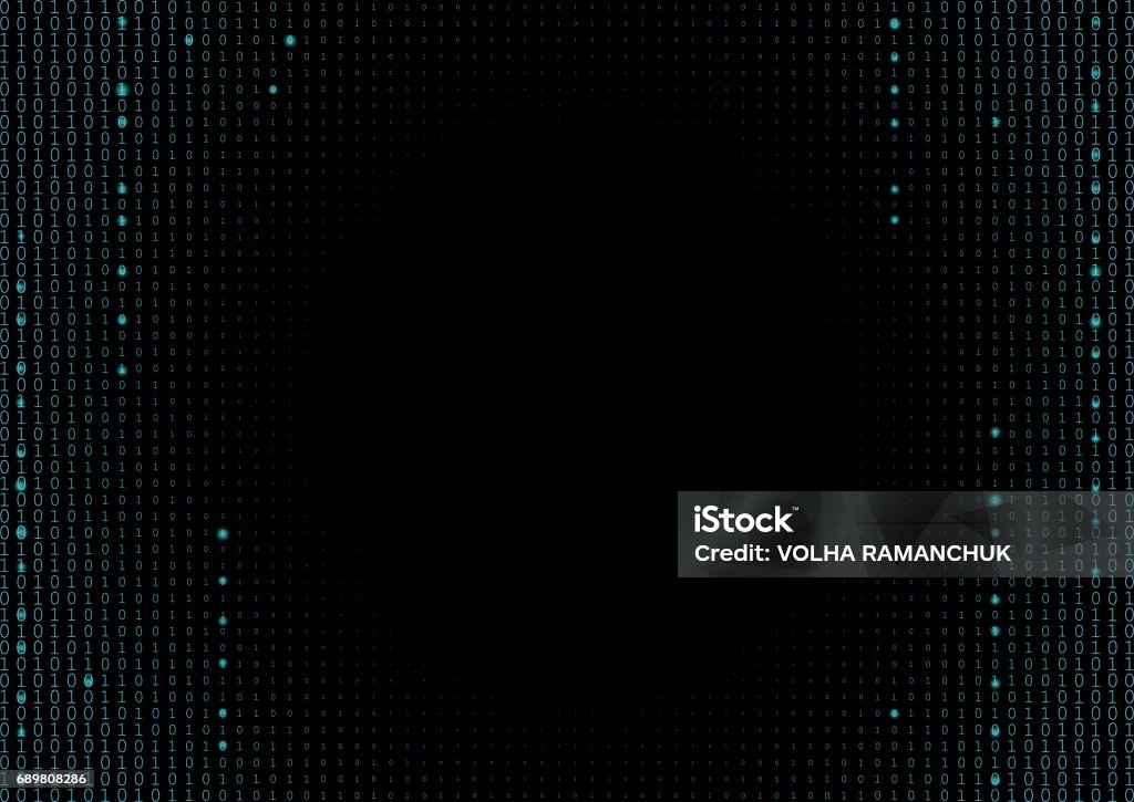 Binary Code Black And Cyan Blue Background Stock Illustration ...