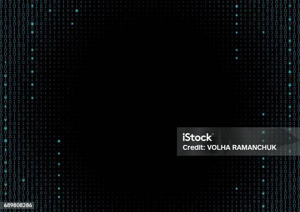Binary Code Black And Cyan Blue Background Stock Illustration ...