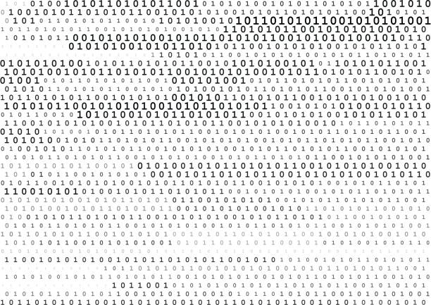 Stream line binary code black and white background with two binary digits, 0 and 1 isolated on a white background. Stream line binary code black and white background with two binary digits, 0 and 1 isolated on a white background. Computer coding, hacker, encryption concept. Halftone vector illustration. zero errors stock illustrations