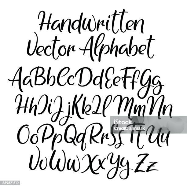 Ilustración de Estilo De La Moderna Alfabeto Letra Manuscrita Mayúsculas Minúsculas y más Vectores Libres de Derechos de Escritura a mano - Texto - iStock