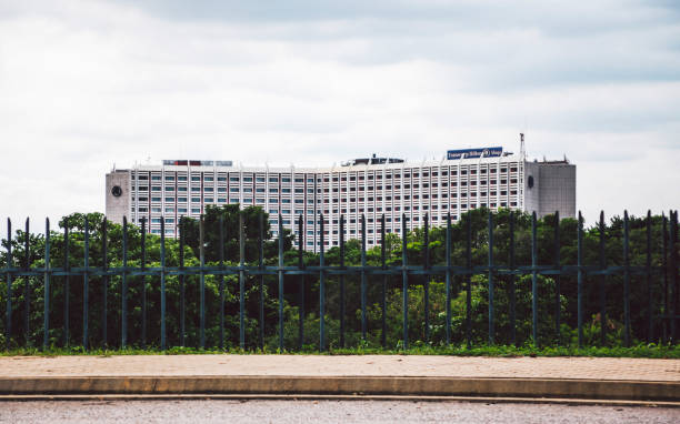 Abuja, Nigeria - September 5, 2015: Hilton Hotel in Nigeria's capital city is well secured behind metallic fence.