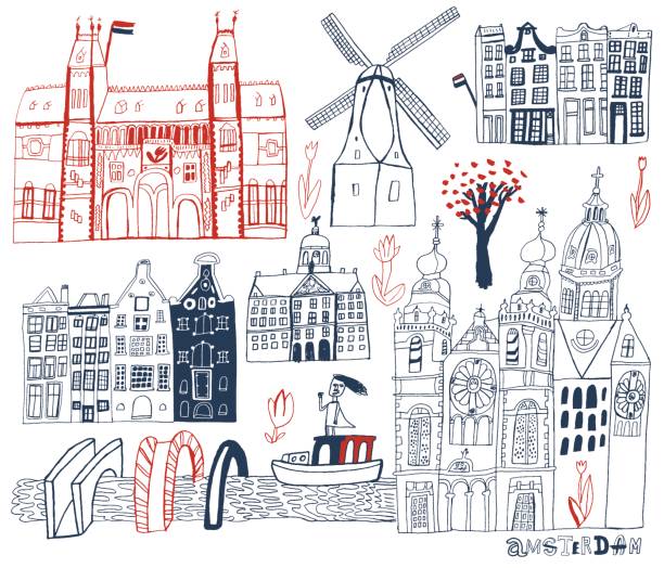 ilustrações, clipart, desenhos animados e ícones de amsterdam, países baixos - amsterdam