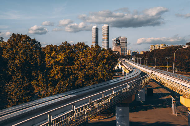 istock Empty monorail junction in metropolitan city 689829596