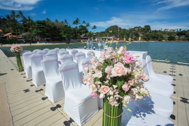 istock Floral arrangement at a wedding ceremony 689834978