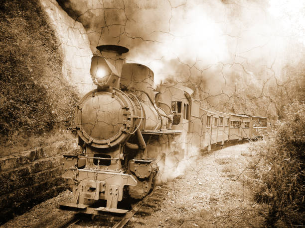 istock Steam narrow-gauge passenger train. 689835004